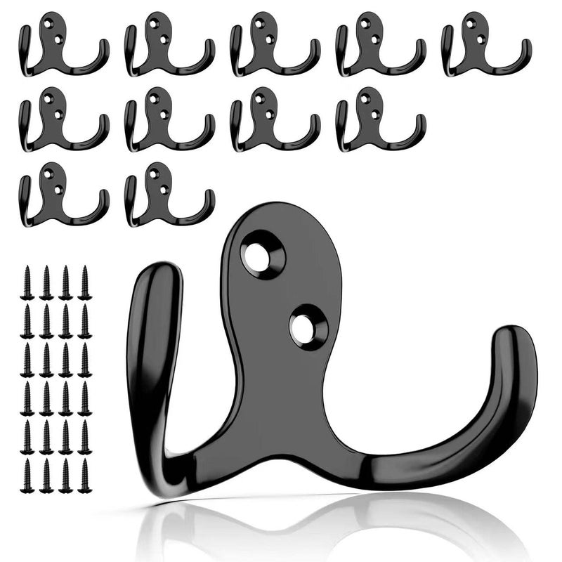 ZAYBOD 12 PCS Heavy Duty Coat Hooks - Wall Mounted Hooks for Coats  Backpacks  Robes & Hats - Includes 24 Screws - Image 1